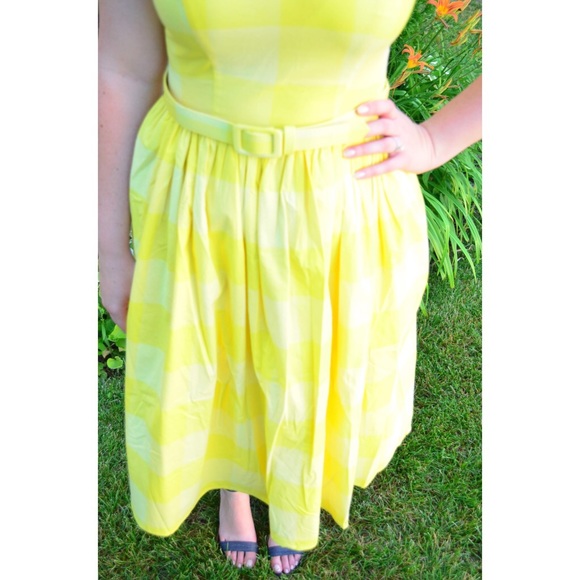 NWT ModCloth Yellow Fit N Flare Midi Dress - Picture 4 of 6